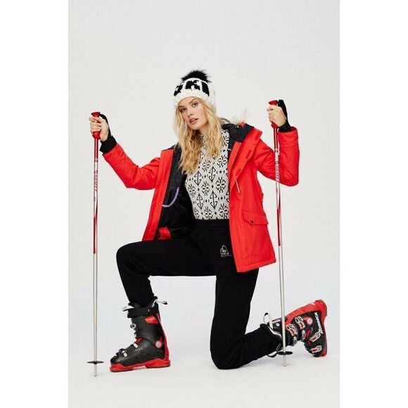 NWT FREE PEOPLE X TWENTY MONTREAL Sz XS TREMBLANT POLAR FLEECE JOGGERS IN BLACK - Picture 1 of 4